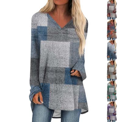 Tricou de damă, toamnă și iarnă, cu mâneci lungi, cu decolteu în V, ocazional, cu decolteu în V