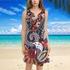Abito da donna alla moda con stampa floreale, canottiera, scollo a V, spacco