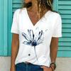 Plus Size 1XL-5XL Women's Summer V-neck Fashion Geometric Print T-shirt Women Casual Short Sleeved T-shirt