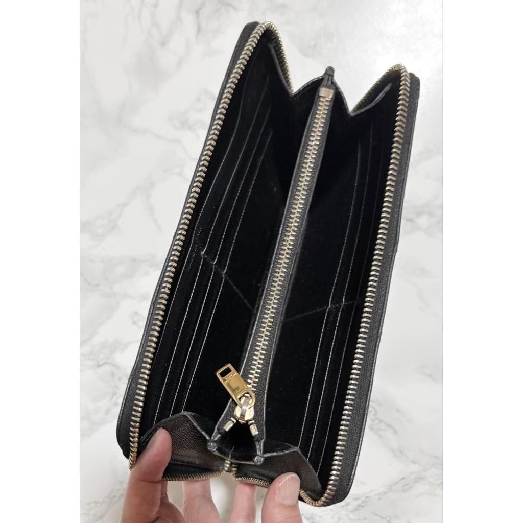 Used SAINT LAURENT Saint Laurent long wallet round zipper black [genuine product]