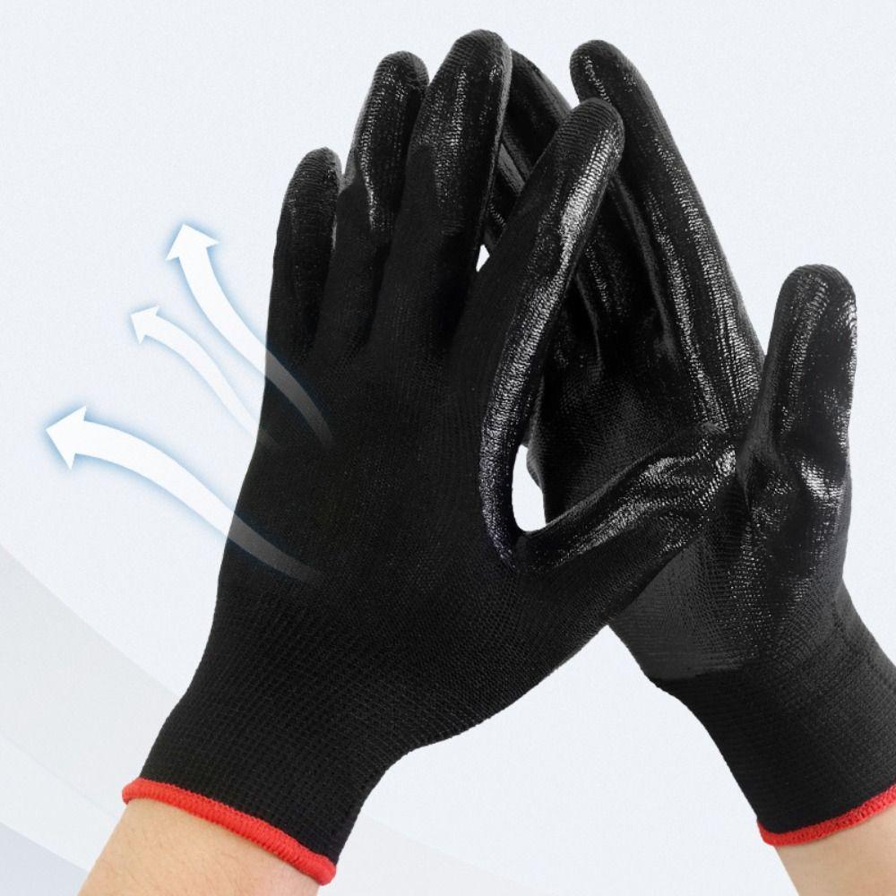 12pairs Breathable Safety Work Gloves Excellent Grip Durable PU Coated Gloves Wear-Resistant Corrosion-Resistant
