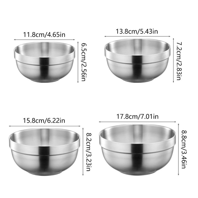 Double Layer Bowl Metal Food Serving Dishes Stainless Steel Bowl for Outdoor Use Dishwasher Safe Soup Bowl Kitchenwares
