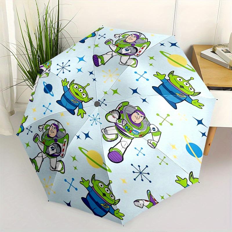

space adventure, toy story characters Themed Automatic opening and closing folding umbrella, 8 rib windproof, compact travel design, suitabl