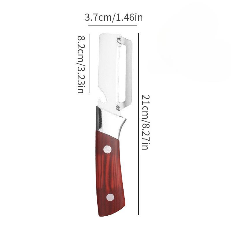 New Stainless Steel Sugarcane Peeling Knife, Pineapple Peeling Knife, Skin Scraping Knife, Peeling Scraper, Pumpkin Peeler Wood-grain imitation