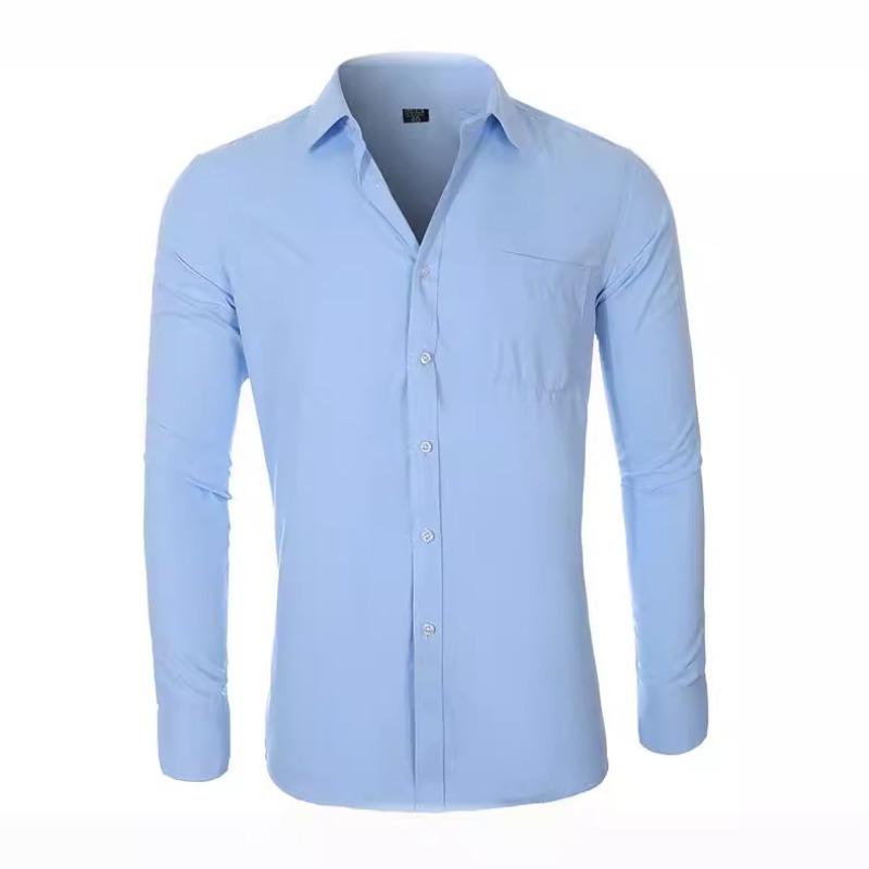 Men’s Plus Size Classic Long Sleeve Solid Dress Shirt
