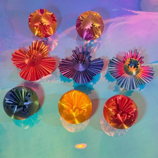 Rotating Gear Ball 3D Printed Decompression with Linked Gear Structure Stress Relief Toys Bright Colors Stress Gearsphere Fidget Toy