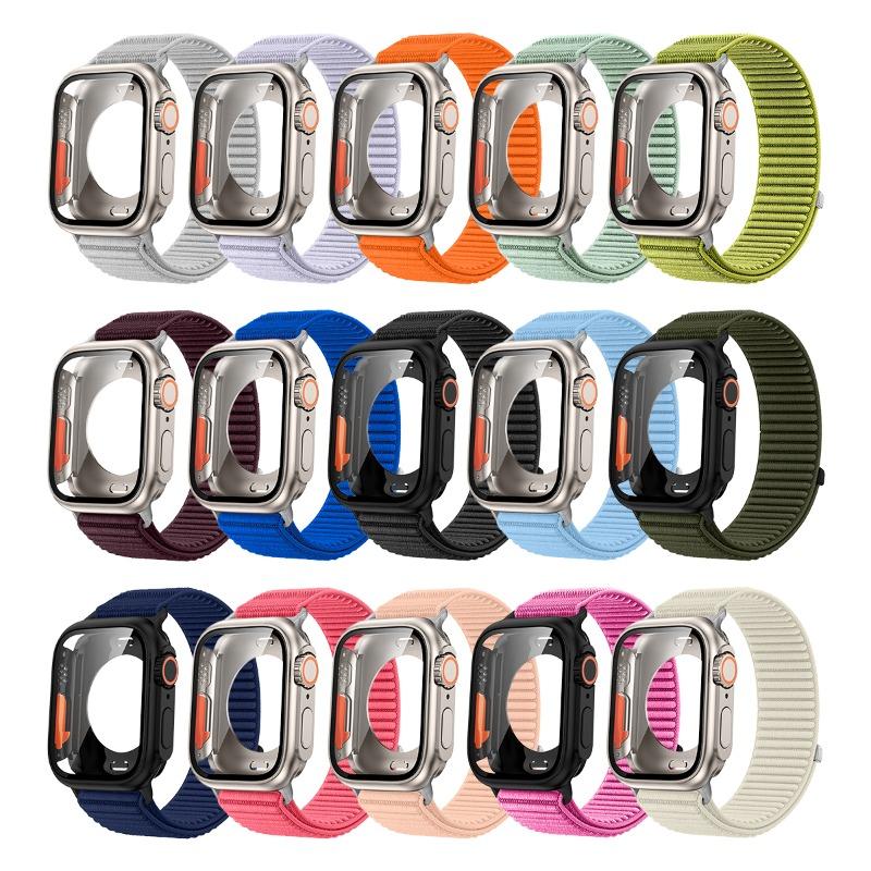 Nylon Strap+Case For Apple Watch Series11 10 46mm 9 8 7 41mm/45mm Glass+Full Cover Bumper For Iwatch 6 5 4SE 44mm 40mm Bracelet