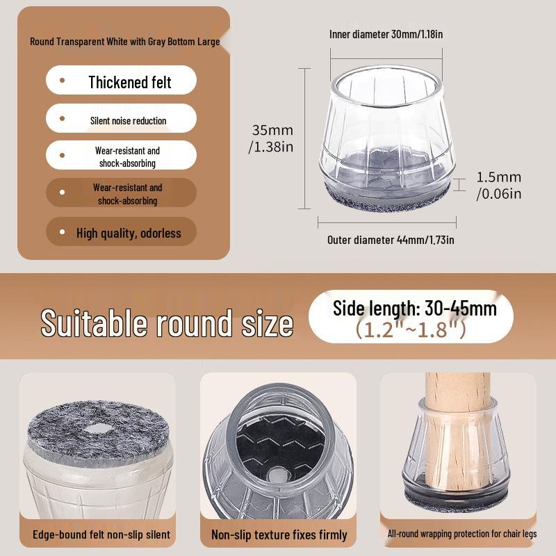 Reinforced Non-Slip Silent Chair and Table Leg Covers with Wear-Resistant Foot Pads