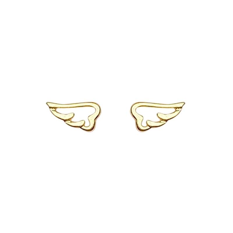 Compact Mini 925 Sterling Silver Wing Stud Earrings Women's Korean-Style Cute Personality Hollow Out Angel Wing Earrings