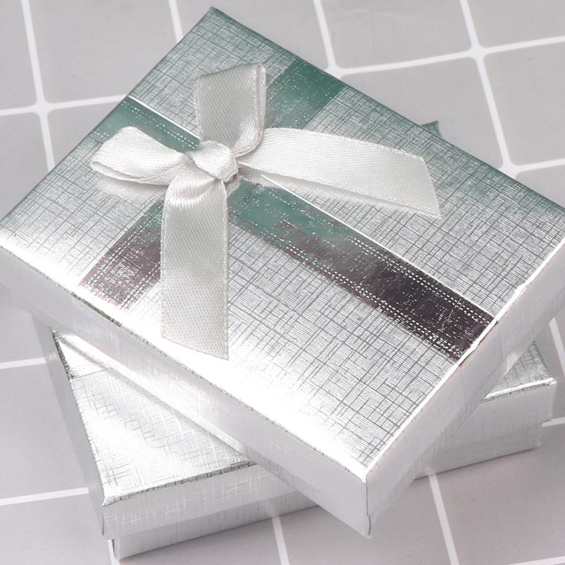 12pcs Cardboard Jewelry Set Bow Gift Box Ring Necklace Bracelets Earring Gift Packaging Boxes With Sponge Inside Rectangle