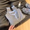 Early autumn new fake two pieces contrasting colors thin temperament knitted cardigan thin top women's long-sleeved design sense niche