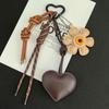 Handmade Sunflower Heart Keychain Key Ring Woven Lanyards Bag Charm Fresh Summer Style Keychain Hanging Accessories Women Bags