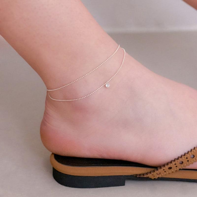 

OVLA (SILVER 925) cubic two chain anklet JA002 silver