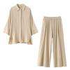 Spring Women's Casual Set: European & American Style Loose Shirt with Wide-Leg Pants