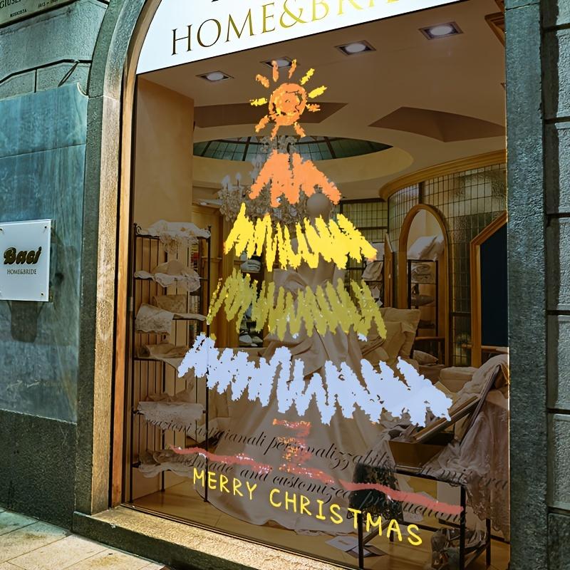 1 Piece Reusable High Definition Christmas Tree Glass Window Sticker - Static No Residue Door and Window and Shopping Mall Decoration Sticker