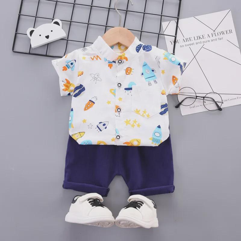 Sommerliches zweiteiliges Freizeit-Set für Jungen, Hemd und Shorts für Babys und Kleinkinder