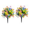 Outdoor Artificial Flowers with Ground Stakes Artificial Petunias Lifelike Decorative Flowers for Garden Yard Planter and Porch