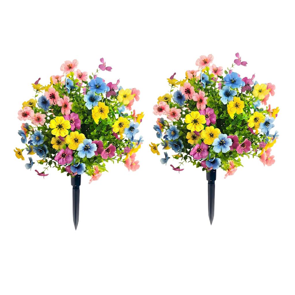 Outdoor Artificial Flowers with Ground Stakes Artificial Petunias Lifelike Decorative Flowers for Garden Yard Planter and Porch