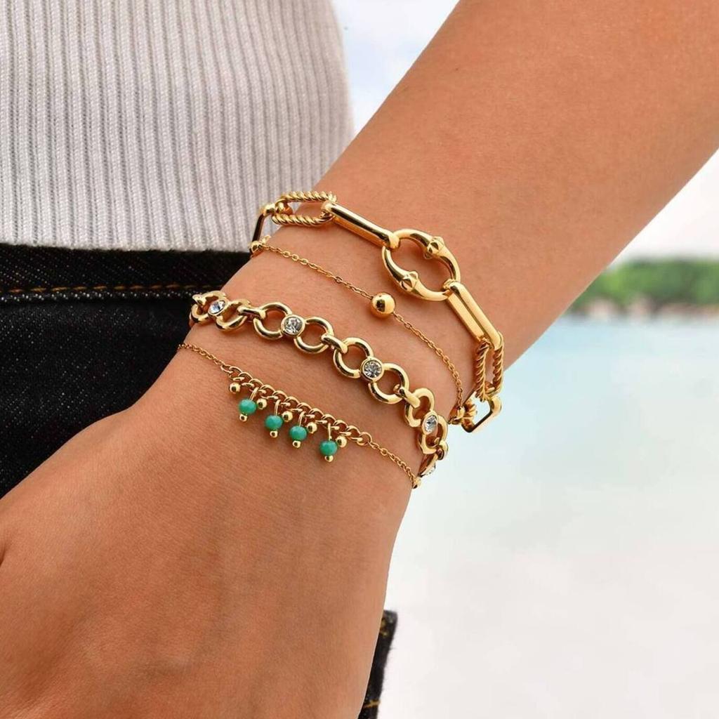 Vnox Women's Pretty Stacked Bracelets, Unique Stainless Steel Paper Clip Chain Bracelet, Hand Jewelry Gifts to Lovers