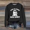 Women's Fashion Casual Long Sleeve Halloween Printed  Neck Sweatshirt