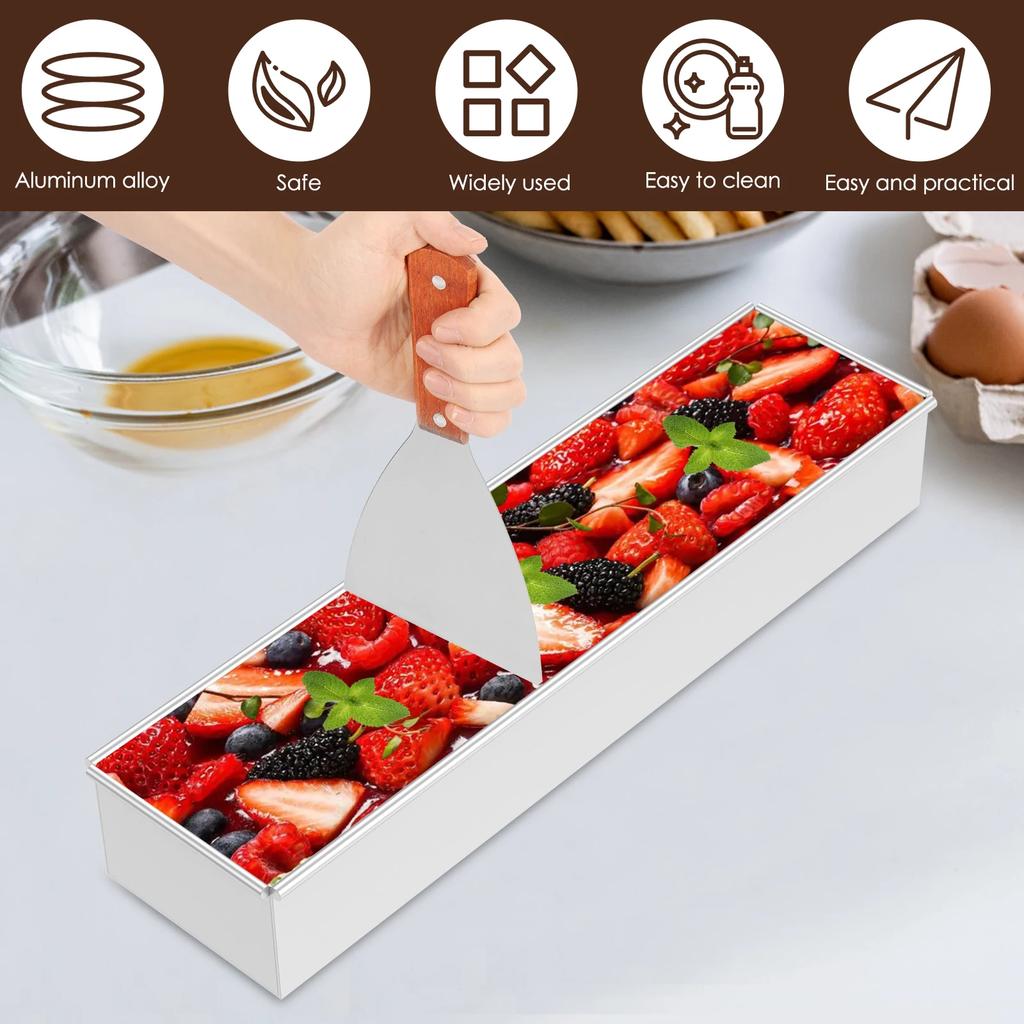Rectangle Cake Pan Nonstick Tiramisu Pan Cake Baking Tray Mold Aluminum Alloy Tiramisu Dessert Making Mold with Detachable Edge