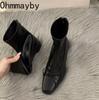 Square Toe Woman Thick Heel Ankle Boots Fashion Butterfly-knot Shoes Autumn Winter Femmes Mordern Short Botines De Mujer