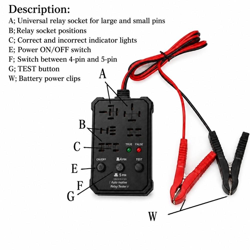 12V Relay Tester LED Indicator Relay Detector Durable Auto Relay Checker Vehicle Maintain