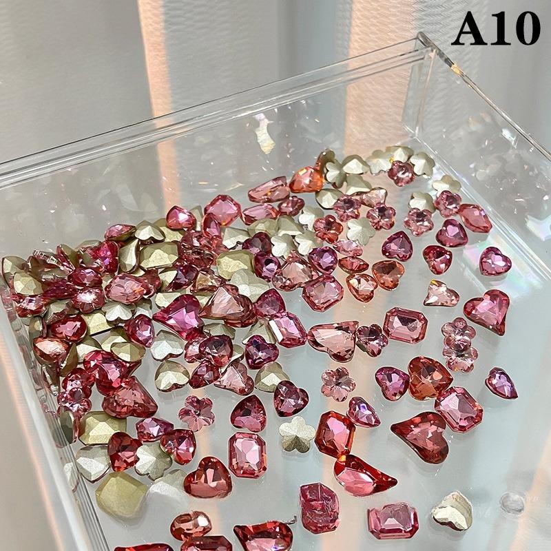 20 Buc. Mărimi Mixte Formă Diferită Unghii Cristale de Sticlă 3D Diamante Dragostea Distorsionează Inimă Farmece Super Strălucitoare Pietre Prețioase D