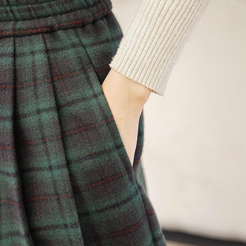 Women's Retro Plaid Wide-Leg Drawstring Pants