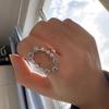 Anello da donna ovale in argento 925 con incastonatura di diamanti scintillanti tendenza anelli irregolari traforati per donne gioielli da sposa esagerati regalo