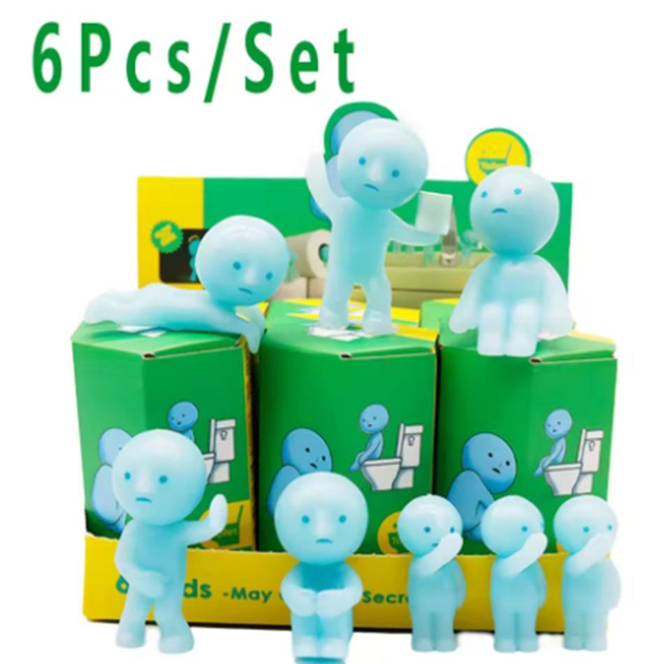 Smikis Nachtleuchtende Figuren Set Toiletten Serie Blind Box Kinder Weihnachts Geburtstagsgeschenk Ornament Figur Dekor