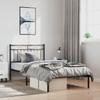 Vidaxl Metal Bed Frame with Headboard, Black, 100X200 Cm