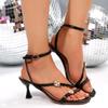 Fashion Ladies Shoes 2025 Hot Sale Buckle Strap Women's Sandals Fashion String Bead New Open Toe Plus Size Best Seller Heeled Sandals