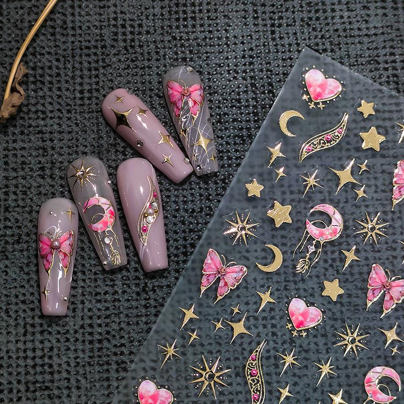 TENSOR 3D Butterfly Nail Stickers, Self-Adhesive Hot Stamping Series M-050
