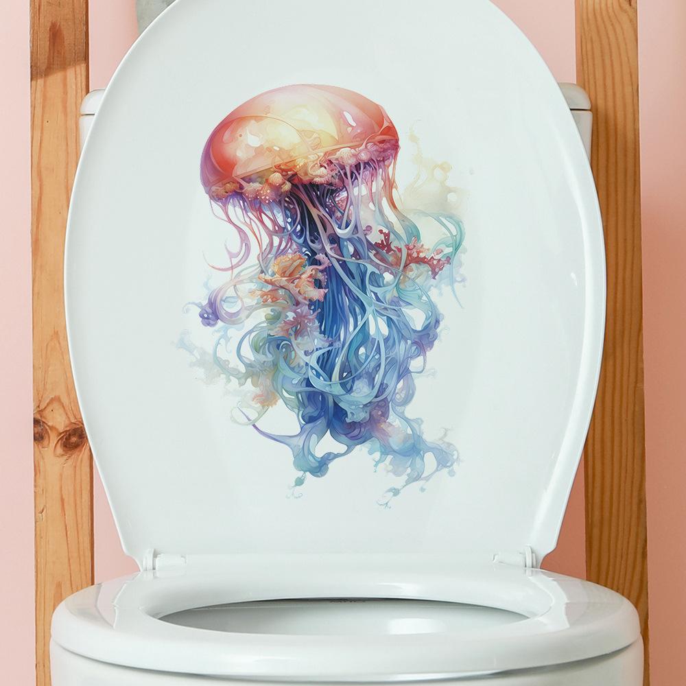 Submarine Dream Jellyfish Toilet with Bathroom Bathroom Home Beautification Wall Sticker