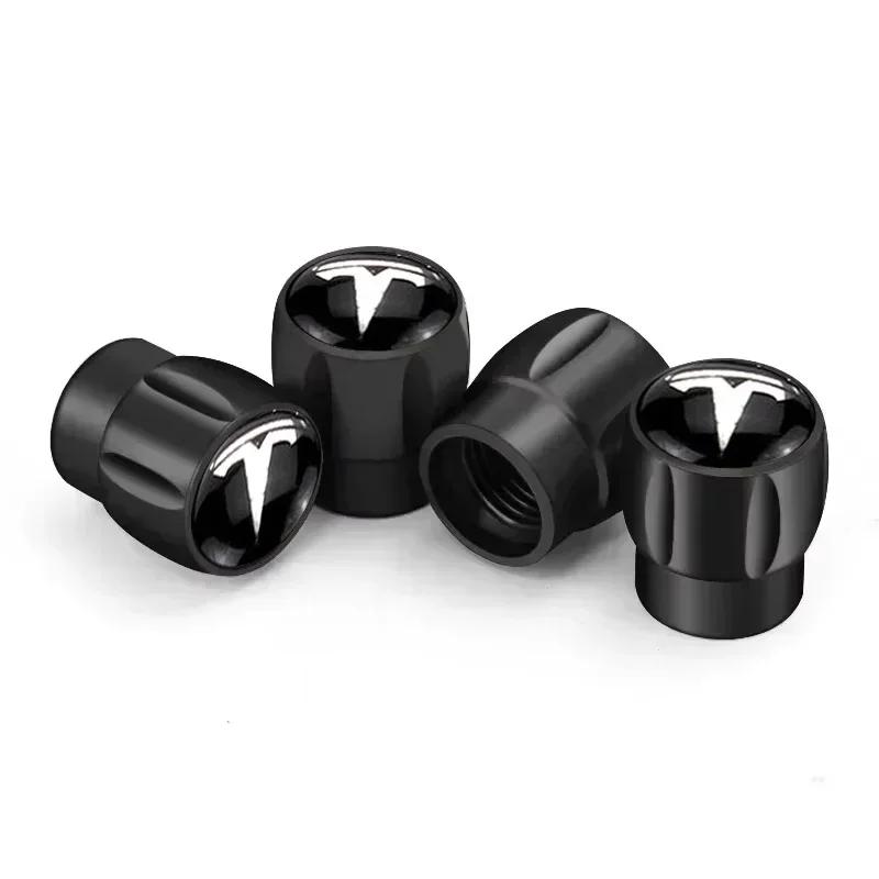 Car Sticker 2025 New Tesla 4pcs Alloy Car Wheel Tire Valve Stem Decorative Caps for Tesla Logo Model X ModelS Y Model3 Roadster