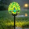 Solar Powered Peacock Garden Statues Light, Outdoor Sculpture with Auto-On LED Automatic Landscape Lighting Lights, Waterproof Lighted Statue for