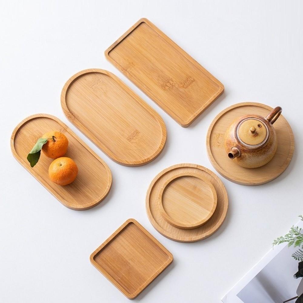 Oval Wooden Tray Heat Resistant Wooden Storage Tray Eco-Friendly Coffee Cup Mat Coaster Restaurant
