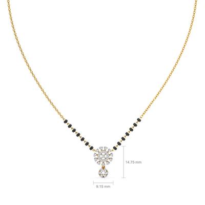Women's Mangalsutra Fashion Jewelry with Black Beads and Crystal-Embellished Gold-Tone Pendant, Traditional