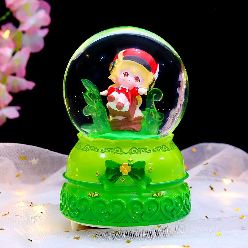 Iridescent Castle Snowfall Crystal Ball Music Box for Kids - Dreamy Fairy Tale Carriage.