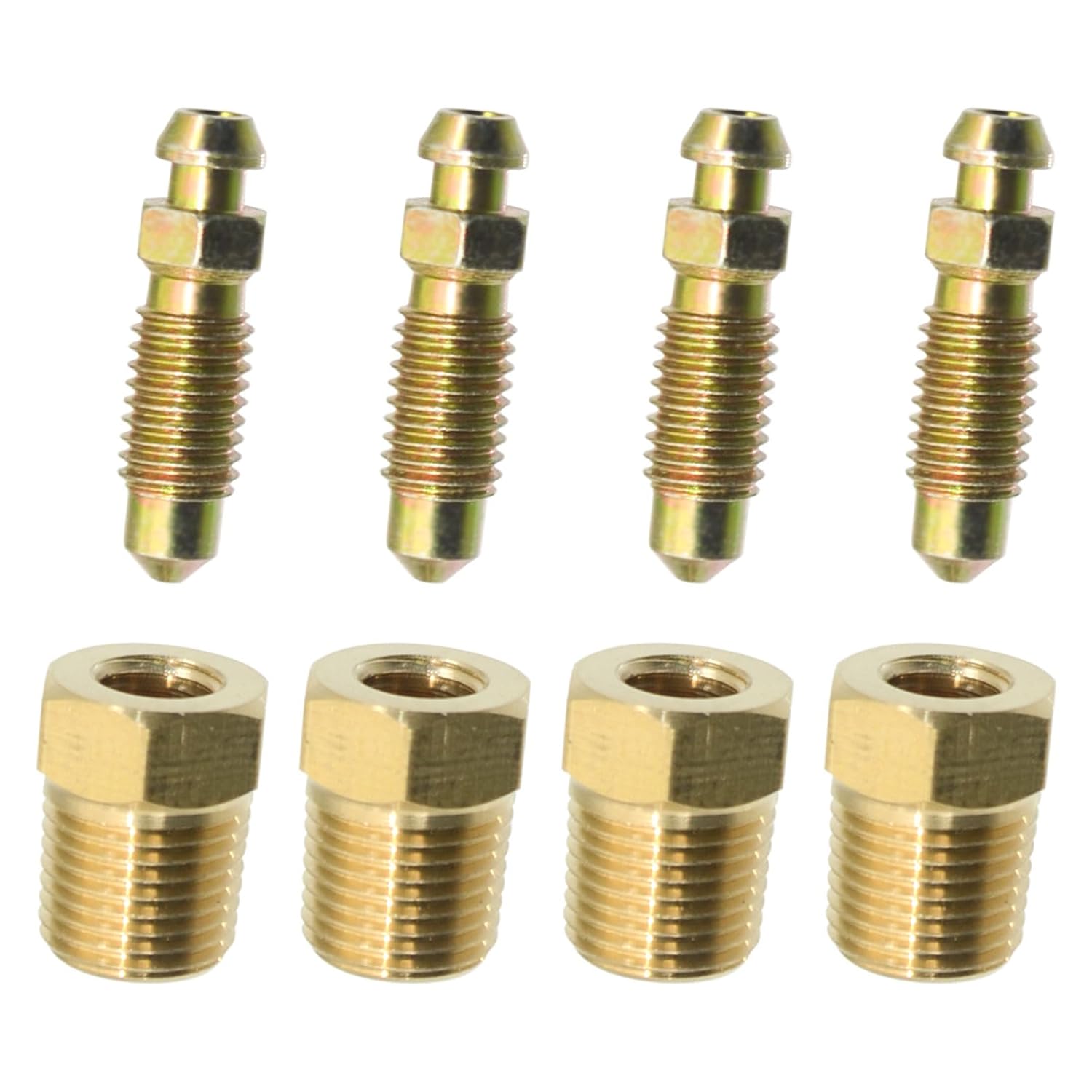 4 комплекта штуцеров для прокачки 1/8   NPT, латунь, резьба 1/8 -27 со штуцером 1/4 -28