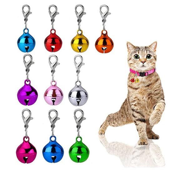 Pet Bells Vibrant Color Smooth Surface Lobster Clasp Design High Durability Easy-wearing Dress Up Metal Pet Cat Dog Collar Accessories Jingle