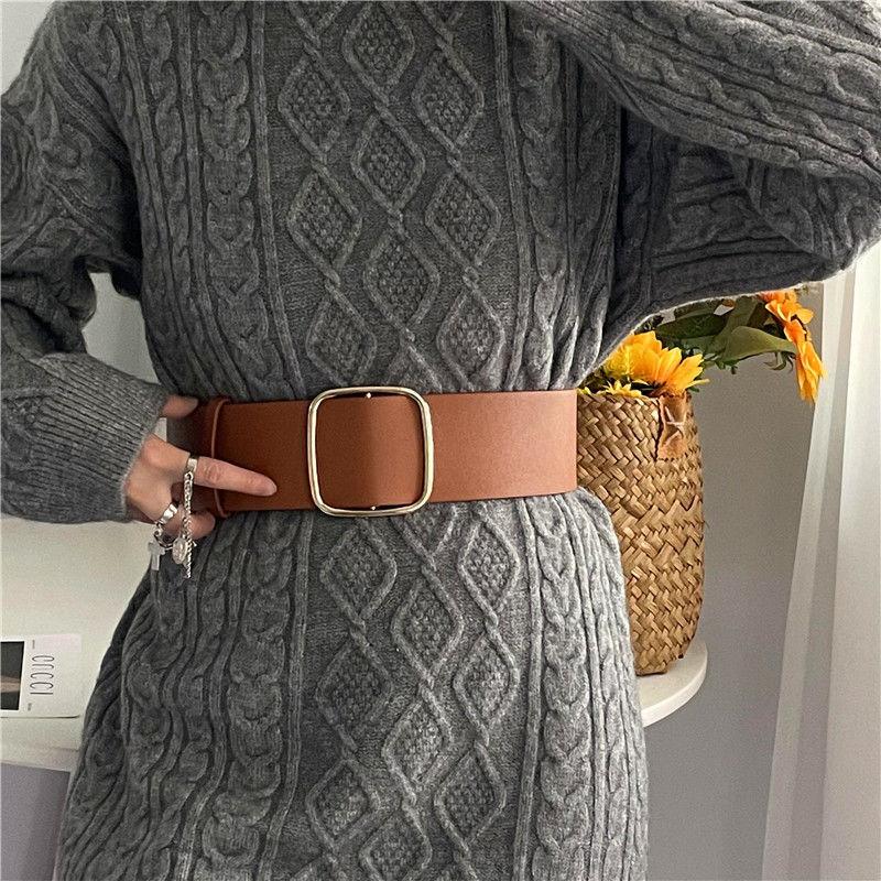 

Женский современный широкий пояс-корсет Модный ремень Шикарный аксессуар для верхней одежды для осенних и зимних образов хаки