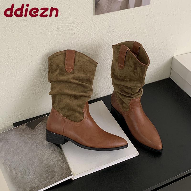 Fashion Footwear Slip On Women Ankle Chelsea Boots With Low Heel Shoes Fashion Pointed Toe Ladies Short Boots Shoes Pumps lady