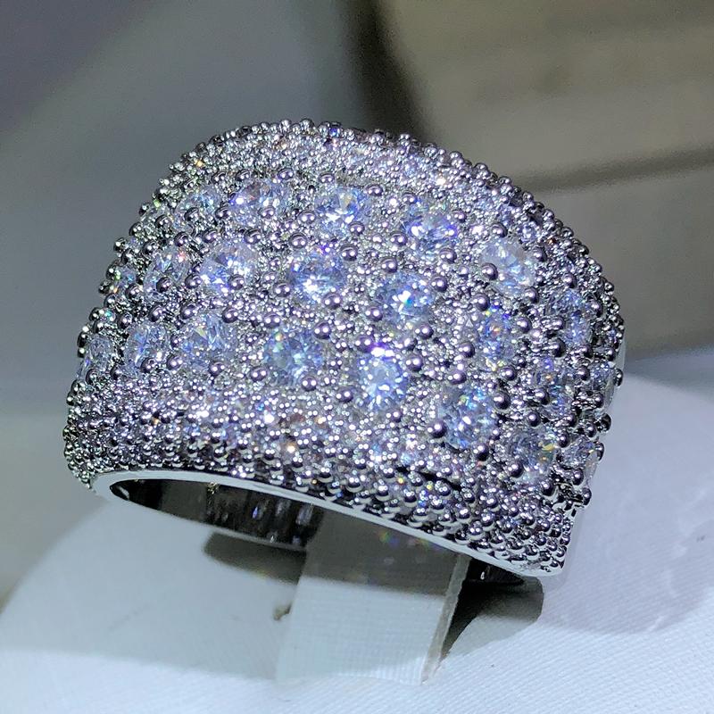 New Luxury Round Copperbling zircon Engagement Ring For Women Lady Anniversary Gift Jewelry Bulk Sell