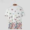 Sommer Rundhals 3D Schmetterling Print Top Modische Lässige Kurzarm Herren T-Shirts