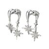 Luxury Back Hanging Eight Pointed Star Rhinestone Earrings For Women Fashionable Temperament High End Exquisite Jewelry