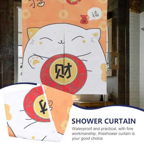 STOBOK Maneki Neko Noren Curtain, 65x90cm, Japanese Style, Room Divider Curtain, Privacy Tapestry, Good Luck Charm, Cat Design, Suitable for Entryways