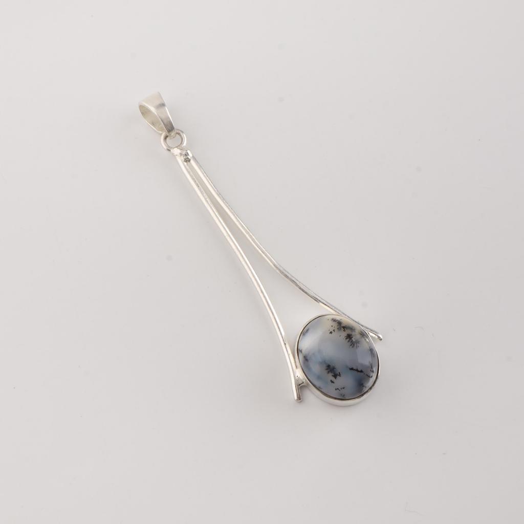 Dendritic Opal Gemstone 925 Sterling Silver Handmade Jewelry Designer Women's Pendant 1.79" PP-69-36