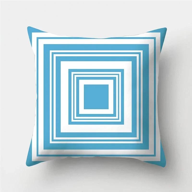 Blue Geometric Pattern Decorative Cushion Pillowcase Cushion Cover Throw Pillow Living Room Sofa Decorative Pillowcase